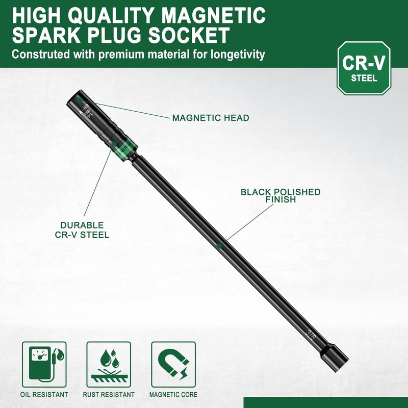 TIWINTUL 14mm Swivel Magnetic Spark Plug Socket, 3/8" Drive x