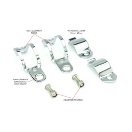 Alchemy Parts Motorbike Indicator Relocation Brackets Fork Mount 31-36mm Adjustable - CHROME