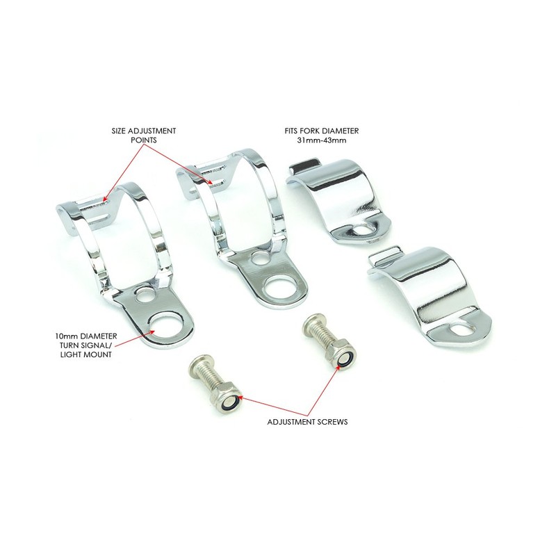 Alchemy Parts Motorbike Indicator Relocation Brackets Fork Mount 31-36mm Adjustable