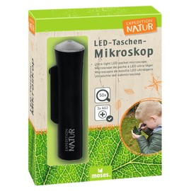 moses. 9788 Ultralight LED Pocket Microscope Expedition Nature 50x Magnification Easy to Use Black