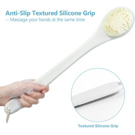 Cepillo Exfoliante de Espalda de 43 cm con Mango Antideslizante (Blanco)