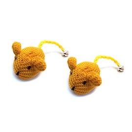 Kats'N Us Crochet Mouse Cat Toy - 2 Pk Yellow Color