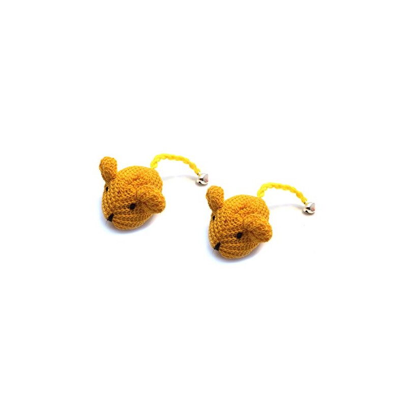 Kats'N Us Crochet Mouse Cat Toy - 2 Pk Yellow