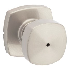 Weiser Prague Satin Nickel Door Knob, Interior Door Handles/Privacy Knobs for Bedroom and Bathroom Doors, Keyless Bathroom/Bedroom Door Lock, Modern Home Décor