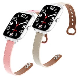 IDW13,IDW16,IDW19,IDW17 Smartwatch Bands, LYSANDRA 22mm Slim fashion Leather Strap Replacement (2 Pack) Compatible for TOOBUR,TEMINICE,VRPEFIT,Konitee,Faweio IDW13 Watch/Woneligo W3/TOOBUR,Faweio IDW16 Watch/MILOUZ,Amzhero,A -TGTGA,TOOBUR IDW19 Watch/22m