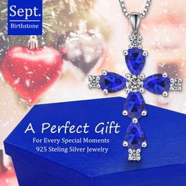 FULULAY Cross Necklace For Women,Sterling Silver Jesus Christian Religious September Birthstone Jewelry