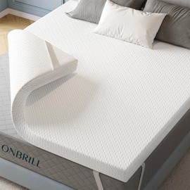 Mattress Topper Twin XL 3 Inch, Cooling Gel Memory Foam Bed Topper with Cooling Cover, Bamboo Charcoal Infused, Soft & Pressure Relief & Non-Slip, Dorm/Guest, CertiPUR-US & Oeko-Tex Certified