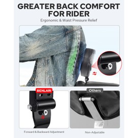 Benlari Rider Driver Backrest, Detachable Driver Backrest, Adjustable Plug-in Rider Backrest Fit for Harley Davidson Touring Street Glide Road Glide Electra Glide Road King 1997-2024, Gloss Black