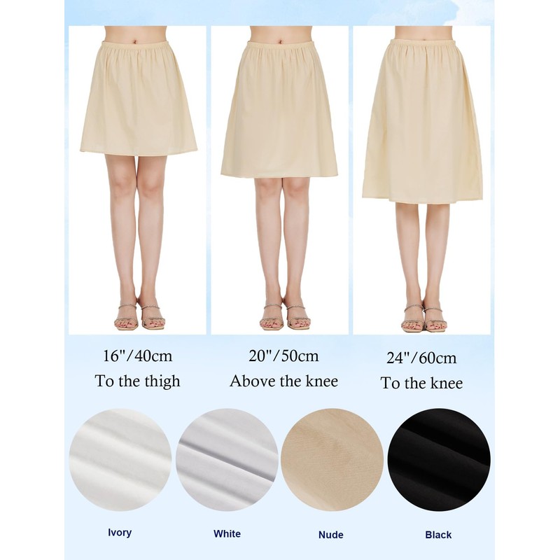 BEAUTELICATE Womens Half Slip 100% Cotton Vintage Underskirt