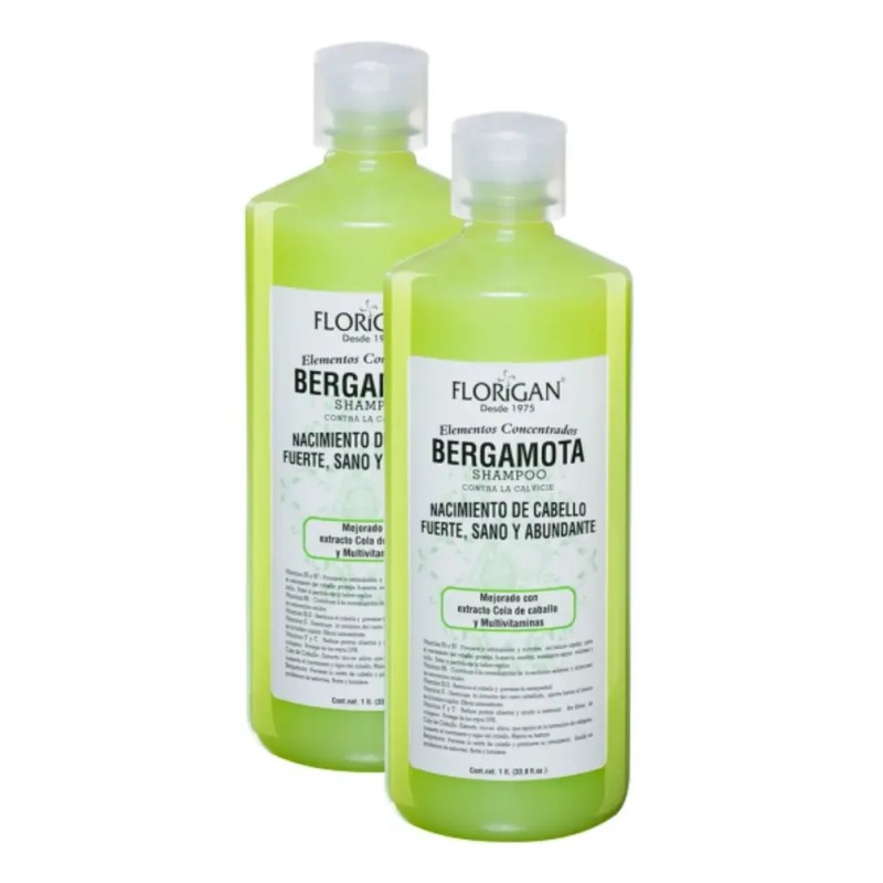 Shampoo Bergamota 1lt. Kit 2 Pzs Más Tónico Capilar Florigan