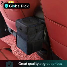 Car Trash Can with Lid & Storage Pockets, Leak-Proof Car Trash Bag, Waterproof Automotive Garbage Can, Multipurpose Trunk Storage Organizers, Car Console Organizer, Car Storage Organizers, Car Interior Kit