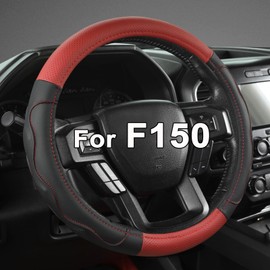 West Llama Car Steering Wheel Cover for Ford F-150, F-250, F-350, Expedition with 3D Texture (Black+Red-Large Size)