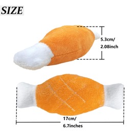 Andiker 2pcs Dog Squeaky Toy, Dog Chicken Legs Bone Pet Funny Squeaky Toy Dog Plush Toy for Small Medium Large Dogs and Cats (18cm)