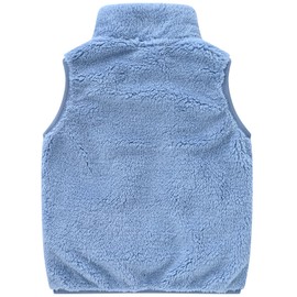 AIWUHE Boys Girls Polar Fleece Vest Zipper Sleeveless Jacket Spring Fall Winter Warm Vest Clothes Blue 4-5T 120
