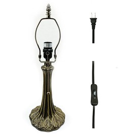 Tiffany Lamp Holder, Lamp Base, Antique Brass, Alloy, 1-Zipper Lamp Socket,Button Switch Wire, NA0013