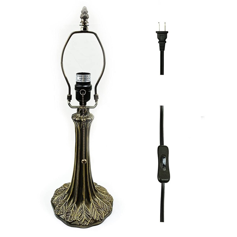 Tiffany Lamp Holder, Lamp Base, Antique Brass, Alloy, 1-Zipper Lamp