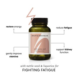The Herbtender Uplift & Revitalise - Natural Fatigue Fighter, Adaptogens Nettle & Rhodiola, Vegan, Organic Ingredients, 60 Capsules