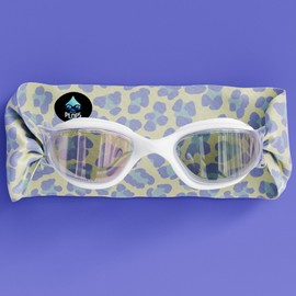 Waterplops Schwimmbrille mit dehnbarem Kopfband, sehr weich, zieht nicht an den Haaren, ohne Anpassung, leicht an- und auszuziehen (Erwachsenen-Leopard, Gelb, Violett, Weiß)