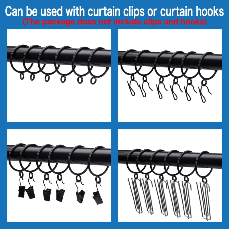 Openable Curtain Rings with Eyelets, 1inch Heavy Duty Rustproof Metal