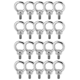 QWORK Pack of 20 M6 304 Stainless Steel Eye Bolts Max 65kg Thread Length 12mm - For Fixing, Hanging and General DIY Applications