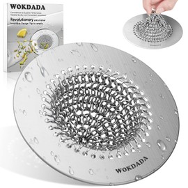 Wokdada Sink Drain Strainer, Reversible No Clog Mesh Kitchen Sink Drain Strainer, 304 Stainless Steel & Rust-Proof/Masterfully Handcrafted, Easy Clean, Dishwasher Safe, Fits Standard Sink Drain