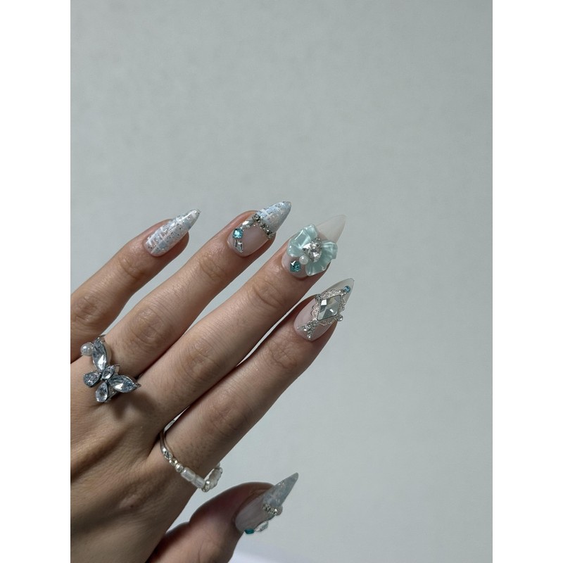 Summer Nail Aqua Tweed - M-Almond / 여름네일 아쿠아 트위드