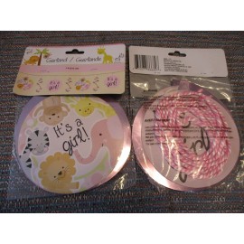 Greenbrier International "It’s A Girl” Garland Party Decoration w/ 7 Ft Cord & Cardboard Disks NEW