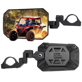 KEMIMOTO UTV Side Mirrors, One Mirror Two Purposes 8" x 5.3" Wide View for 1.65-2 inch Roll bar Compatible with Polaris RZR/Can Am X3/Pioneer/Talon/Teryx/CFMOTO Tool-free Multi-Adjustment Fit Big UTV