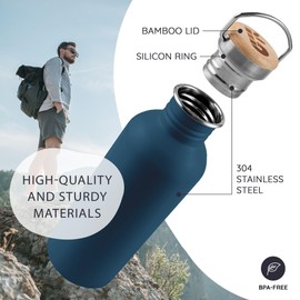 Bambaw Stainless Steel Water Bottle, 750 ml, Blue Sports Bottle, Non-Insulated Water Bottle, 750 ml Stainless Steel Bottle, Reusable Bottle, BPA-Free Flask – Sapphire Blue