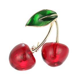 VALICLUD Resin Cherry Brooch Fruit Brooches Women's Accessories Cherry Accessories Brooches For Women Lapel Pin Brooch For Women Fashion Collar Pin Brooches Jewellery For Women, Copper, resin, No