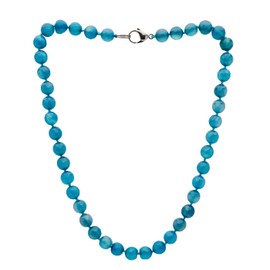 TreasureBay Womens Handmade Beaded Gemstone Necklace - 10mm Natural Blue Agate Necklace For Women, Girls (Faceted Blue Agate)