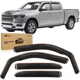 Nilight in Channel Rain Guards for Dodge RAM 1500 2019-2024 Quad Cab Original