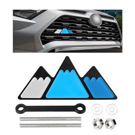 Car Tri-Color Grille Emblem, Auto Snow Mountain Decoration Sticker Triangle Badge Decal, Car Bumper 3-Color Decoration Accessories, Universal for Most