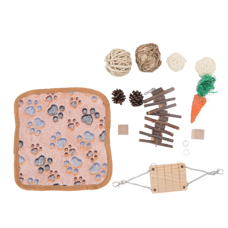 12Pcs Hamster Toy Set Natural Safe Hand Woven Teeth Grinding