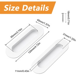 MOROBOR 2 Pack Recessed Cabinet Handles Warm White Stainless Steel Oval Knob with Screws Exposed Installation Embedded Pull Handle for Wardrobe Drawer Flush Sliding Door 120mm