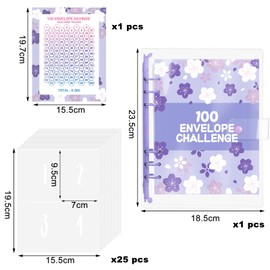 100 Envelope Saving Challenge, A5 Budget Planner, Ring Binder A5 with Challenge Tracker + Pre-Numbered Pockets, Envelopes Challenge Binder, Saving Challenge Binder, for Budget Binder School, Home,