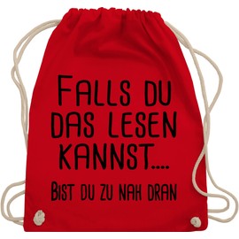 Shirtracer - Statement with saying - Falls du das lesen kannst... - Gym bag and fabric bag made of cotton, 2 red, Einheitsgröße