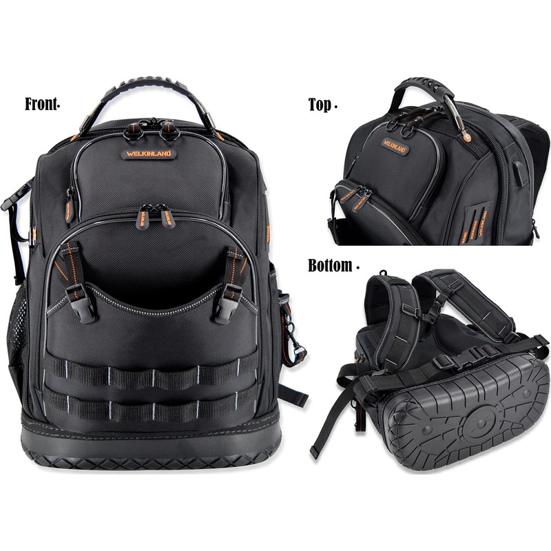 WELKINLAND 77-Pockets Electricians Tool Backpack, Tool Backpack For Men, HVAC