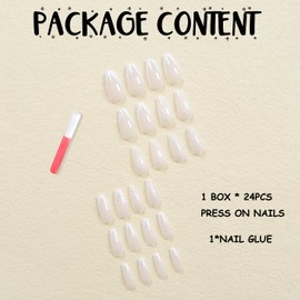 MERVF Christmas Press on Nails Long Coffin Fake Nails White French Tip Squoval Glue on Nails with Snowflake Design Glitter Acrylic Nails 24pcs Glossy False Nails