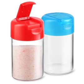Set of 2 - Plastic Salt and Pepper Shakers with Hinged Lid, No Spill Lunch Box Outdoor Picnic Moisture Proof Spice Dispenser, Seasoning Container Pourer w/Cover, 3.5 oz.