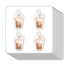 Bubble Tea Coffee Stickers 1in for Scrapbooking, Arts, Craft, Kids DIY Journals 80-Pack