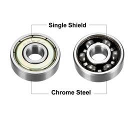 uxcell 626Z Deep Groove Ball Bearing Single Shield 60026, 6mm x 19mm x 6mm Chrome Steel Bearings (Pack of 5)