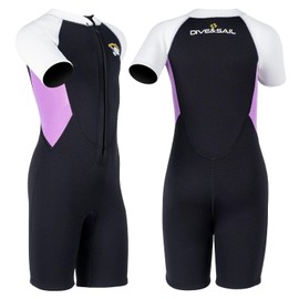 Children's Neoprene Shorty Wetsuit Shorty 2.5 mm Wetsuit Girls Front Closure Warming for Swimming Snorkelling Surfing Diving Black S Size