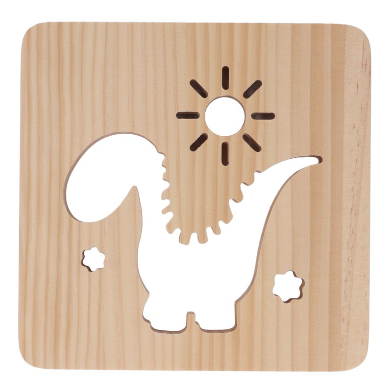 Wood Carving Lamp Dinosaur Hollow Pattern Warm White Light USB