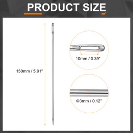 HARFINGTON 5pcs Upholstery Needles 3mm Diameter 150mm (5.91") Extra Long Large Eye Stitching Sewing Straight Hand Needles Stainless Steel for Leather Tapestry Embroidery Tufting Webbing