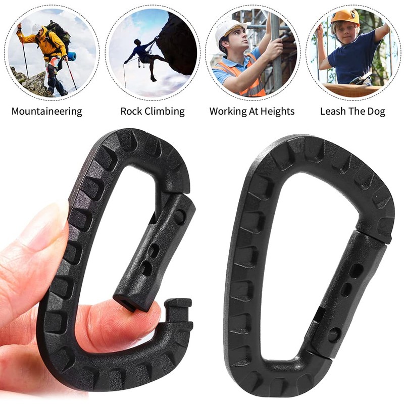 Tactical Carabiner Hook Plastic D-Ring Heavy Duty Spring Snap Hook