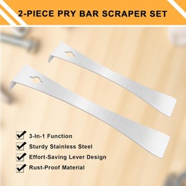 2-Piece 17005 Stainless Steel Pry Bar Scraper Set,7-1/4" & 9-1/4" Flat Pry bar Compact Design Multi-Purpose Tool,Nail Puller Carpentry Tools Pry Tool