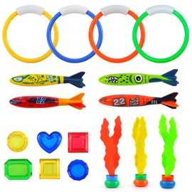 Qcdou 17-Piece Diving Toy for Children, Underwater Diving Toy Set, Diving Rings for Children, Digital Diving Ring, Swimming Pool Toy, Water Toy for Boys and Girls