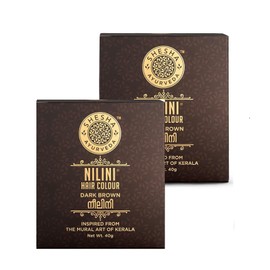 SHESHA NATURALS Shesha Ayurveda Combo Of Ayurvedic Nilini Hair Colour Dark Brown-No Ammonia, No Bleach,No Peroxides, Natural Colour-40G Pack Of 2 (Brown)