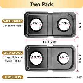 MCSGVKL WB34K10009 WB34K10010 Drip Pans Cooktop Replacement Parts for Gas Stove Range Parts, Double Burner Drip Pan GE Hotpoint Catch Pan Drip Bowls GE Spectra XL44 Oven Parts, 2 pcs